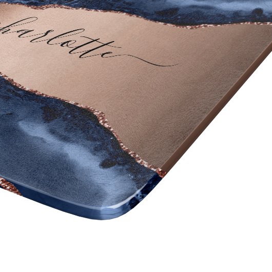 Goldnamensskript der Rose Blauer Marmor Schneidebrett (Ecke)