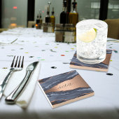 Goldnamensskript der Rose Blauer Marmor Steinuntersetzer