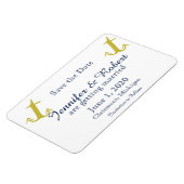 Goldnavy-Nautic-Hochzeit speichern Sie das Datum Magnet (Linke Seite)