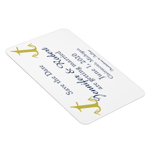 Goldnavy-Nautic-Hochzeit speichern Sie das Datum Magnet (Rechte Seite)