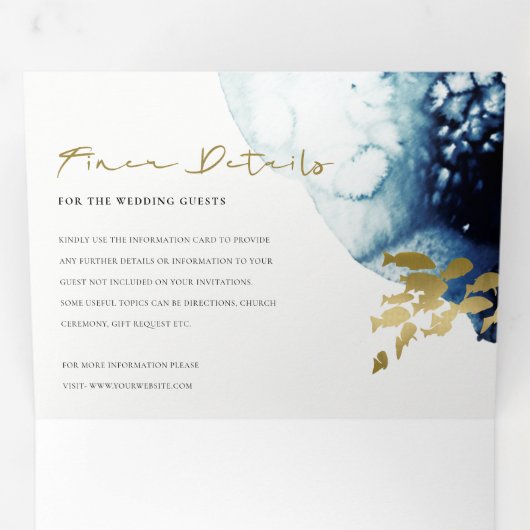 GOLDNAVY UNDERWASSERMEERESWASSERFANG DREIFACH GEFALTETE EINLADUNG (Innen Erste Seite)