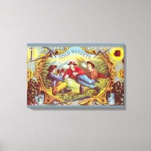 Goldnuggets: Antike Zigarrenetikett Wild West Art Leinwanddruck