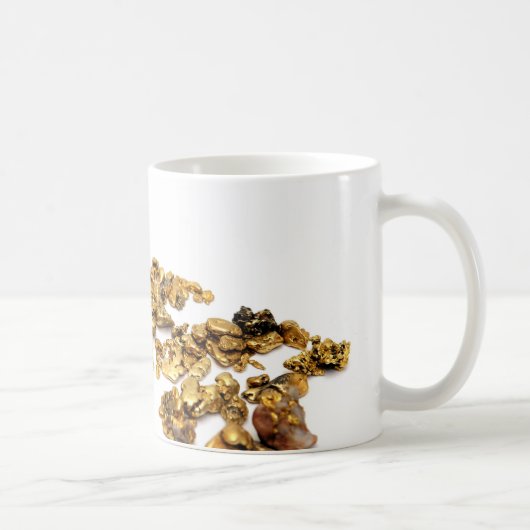 Goldnuggets auf Weiß Kaffeetasse (Rechts)