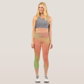 Goldorange-grüne Glitzer Capri Leggings (Vorderseite)
