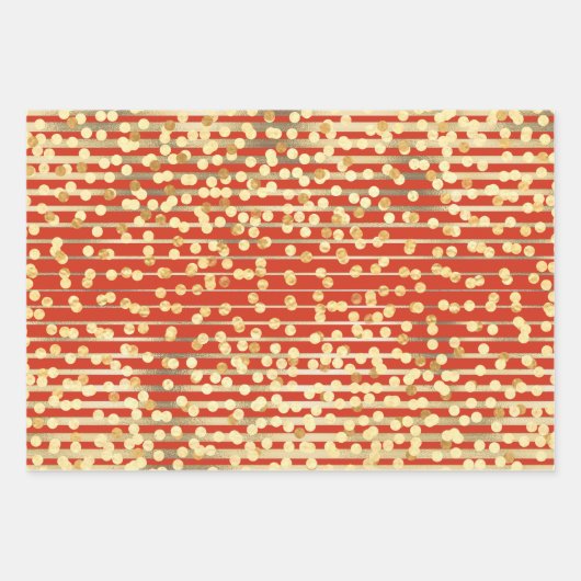 Goldorange Konfetti-Streifen elegantes chic-Muster Geschenkpapier Set (Vorderseite)