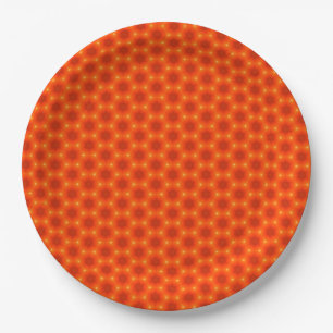 Goldorange-Waben-Sechseckmuster Pappteller