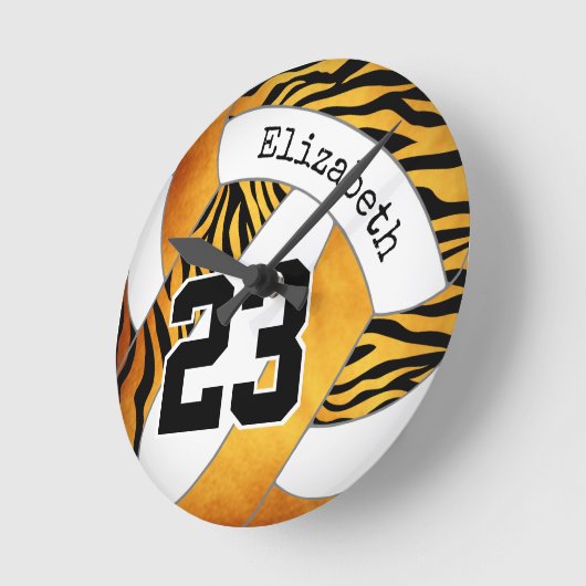 Goldorange-Zebramuster Runde Wanduhr (Winkel)