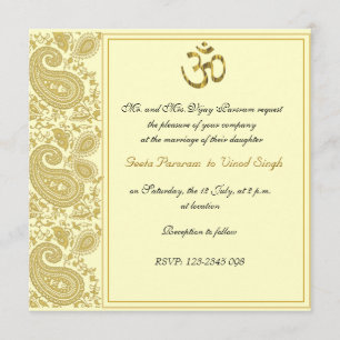 Goldpaisley Hindu Hochzeit Einladung
