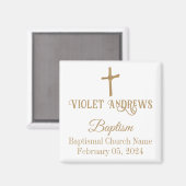 Goldpalm Cross Personalisierte Taufe Magnet (Vorderseite/Rückseite)