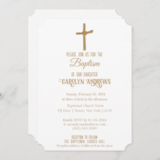 Goldpalm Cross Personalisierte Taufe, Weihnachten Einladung (Vorne/Hinten)