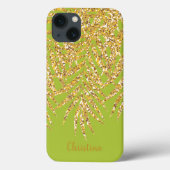 Goldpalm Fronds Name Personalisierte Chartreuse Case-Mate iPhone Hülle (Rückseite)