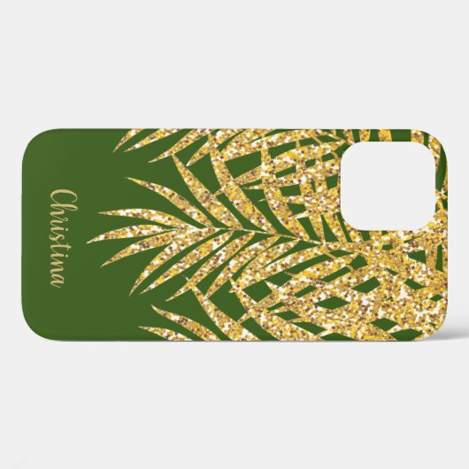 Goldpalm-Fronten Glitzer Name Personalisiert grün Case-Mate iPhone Hülle (Rückseite (Horizontal))