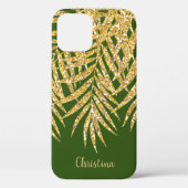 Goldpalm-Fronten Glitzer Name Personalisiert grün Case-Mate iPhone Hülle (Rückseite)