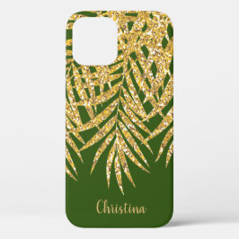 Goldpalm-Fronten Glitzer Name Personalisiert grün Case-Mate iPhone Hülle