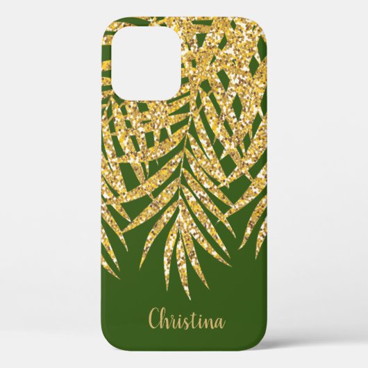Goldpalm-Fronten Glitzer Name Personalisiert grün Case-Mate iPhone Hülle (Rückseite)