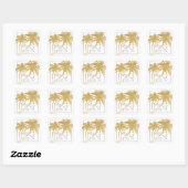 Goldpalm Tree Beach Hochzeitsticker Quadratischer Aufkleber (Blatt)