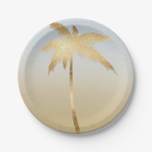 Goldpalm Tree Ombre Pappteller (Vorderseite)