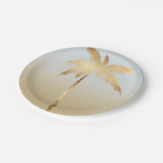 Goldpalm Tree Ombre Pappteller (Schrägansicht)