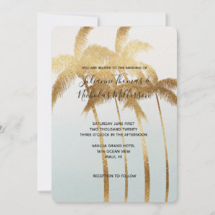 Goldpalm Trees Ombre Wedding Einladung