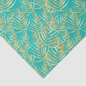 Goldpalme-Blätter auf Türkis Seidenpapier (Ausschnitt)