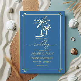 Goldpalme Tree Coastal Chic Hochzeit Folieneinladung