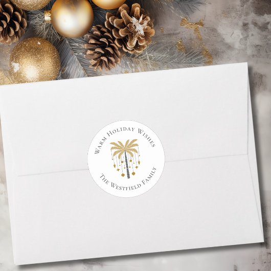 Goldpalme Tree Warme Urlaubswünsche Runder Aufkleber