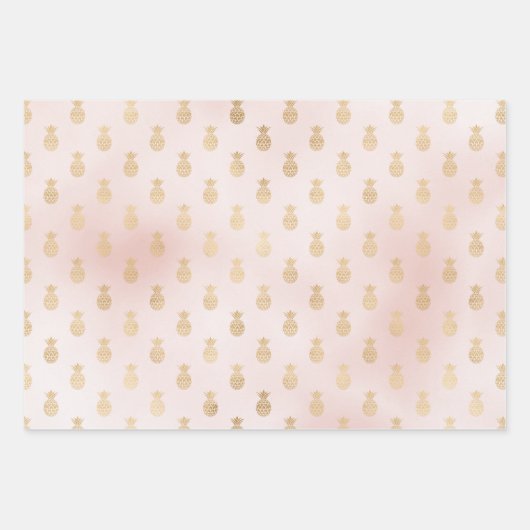 Goldpalme Trees Pink Ombre Glitzer Geschenkpapier Set (Vorderseite 2)