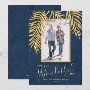 Goldpalmen für das Blue Christmas Foto Feiertagskarte