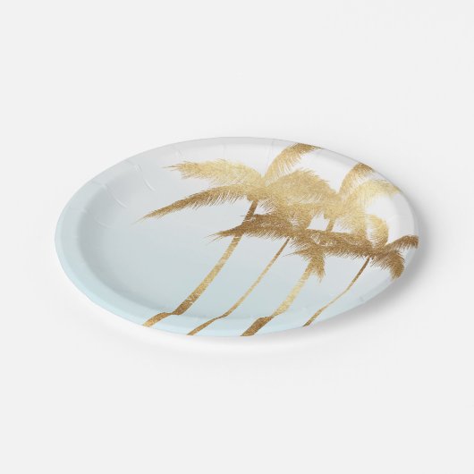 Goldpalmen Ombre Pappteller (Schrägansicht)