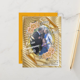 Goldpapier mit eleganten Rose aus Foto Ankündigungspostkarte