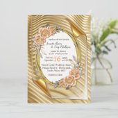 Goldpapier mit eleganten Rose Einladung (Stehend Vorderseite)