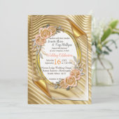 Goldpapier mit eleganten Rose Einladung (Stehend Vorderseite)