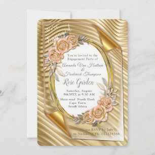 Goldpapier mit eleganten Rose Einladung