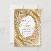 Goldpapier mit eleganten Rose RSVP Karte (Vorderseite)