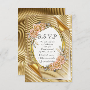 Goldpapier mit eleganten Rose RSVP Karte