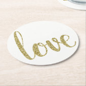 GoldpapierUntersetzer, Liebe, Glitter-Schriftart Runder Pappuntersetzer (Angewinkelt)