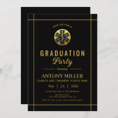 Goldparamedic-EMT-Klasse 2025 schwarzer Abschluss Einladung (Vorne/Hinten)