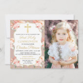 Goldpastel Cora Floral Foto 1. Einladung (Vorderseite)