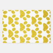 Goldpaw-Druckmuster Golden White Niedlich Glittery Geschenkpapier Set (Vorderseite)