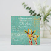 Goldpeeking-Giraffen Kindereinladung Einladung (Stehend Vorderseite)