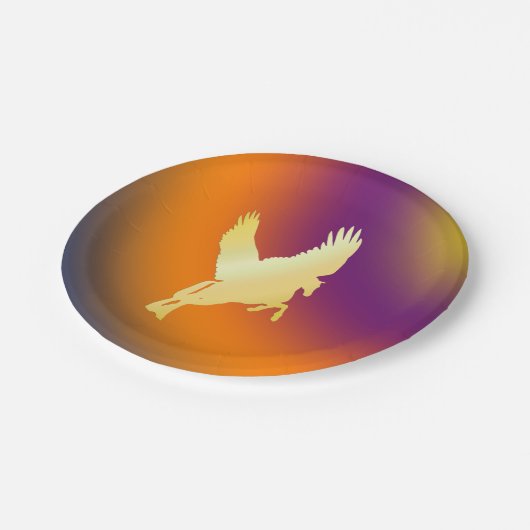 Goldpegasus-Fliegen in Sonnenaufgang-Pappteller Pappteller (Schrägansicht)