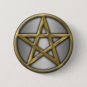 GoldPentagramm auf Silber Button