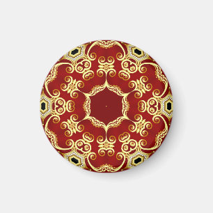Goldperle: dekorative Rahmenillustration. Magnet