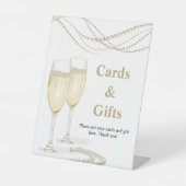 Goldperlen & Prosecco Brautparty Karten und Gesche Sockelschild (Vorderseite)