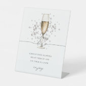 Goldperlen & Prosecco Champagner Blume Bar Sockelschild (Vorderseite)