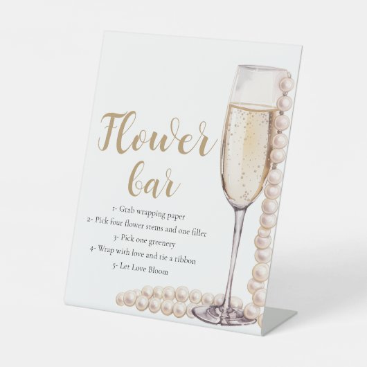 Goldperlen & Prosecco Champagner Blume Bar Sockelschild (Vorderseite)