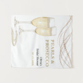 Goldperlen und Prosecco Brautparty Hintergrund Wandteppich (Vorderseite (Horizontal))