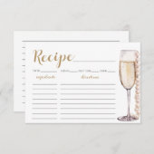 Goldperlen und Prosecco Brautparty Rezept-Karte Einladung (Vorne/Hinten)