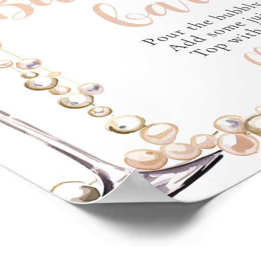 Goldperlen und Prosecco Champagner Bubbly Bar Sign Poster (Ecke)