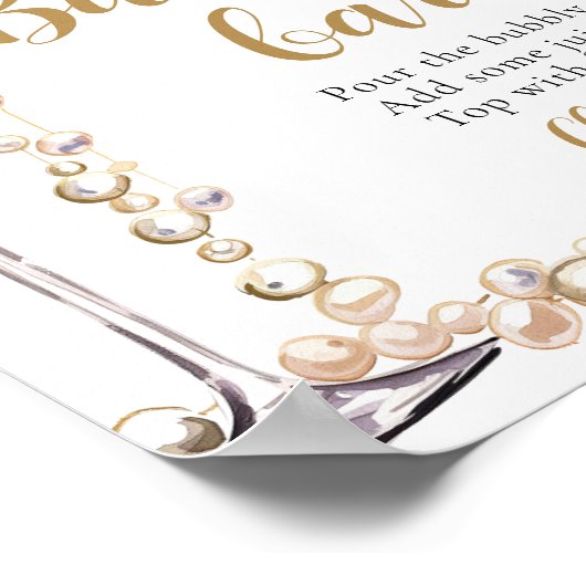 Goldperlen und Prosecco Champagner Bubbly Bar Sign Poster (Ecke)